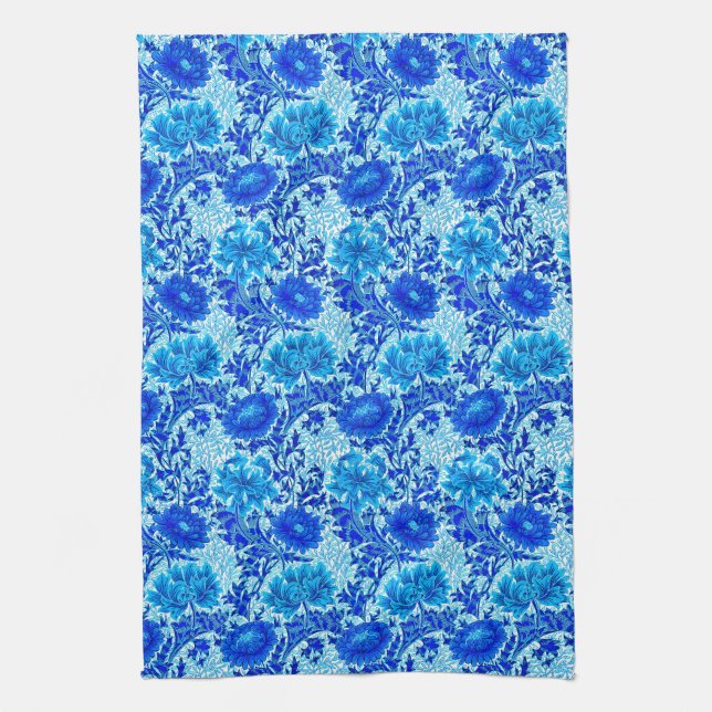 Paño De Cocina Chrysanthemums William Morris Shades of Denim Blue (Vertical)
