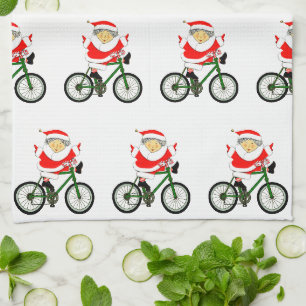 Paño De Cocina Ciclismo Señora Claus Vacaciones en Bicicleta