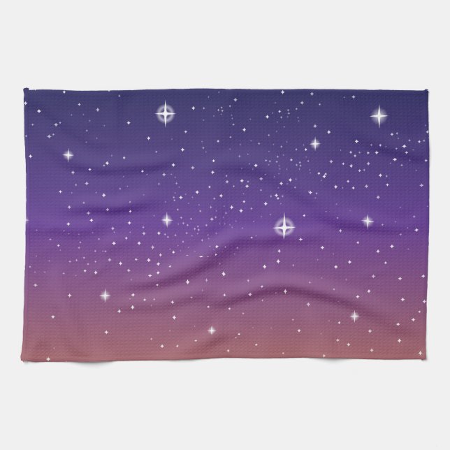 Paño De Cocina Cielo de estrellas morado y dorado (Horizontal)