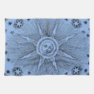 Paño De Cocina Cielo Nocturno Antiguo Estrellas Sol Zodiaco Medie