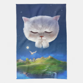 Paño De Cocina Cielo nocturno soñado con gato