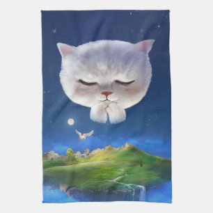 Paño De Cocina Cielo nocturno soñado con gato
