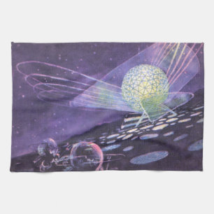 Paño De Cocina Ciencia ficción vintage, un orbe brillante con ali