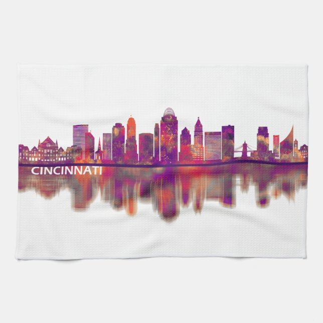 Paño De Cocina Cincinnati Ohio Skyline (Horizontal)