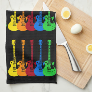 Paño De Cocina Cinco guitarras eléctricas coloridas