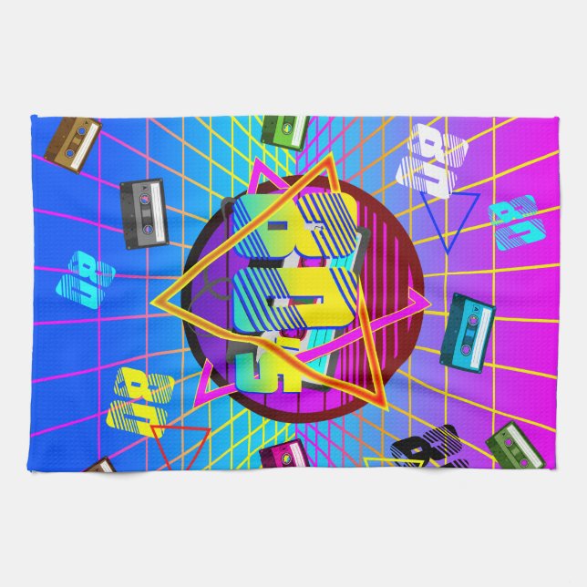 PAÑO DE COCINA CINTA DE CASSETTE DE LA ESCUELA ANTIGUA RETRO DE L (Horizontal)