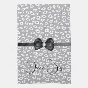Paño De Cocina Cinta de leopardo blanco gris de diamante