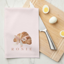 Paño De Cocina Cinta rosa Croissant de Coquette Personalizada
