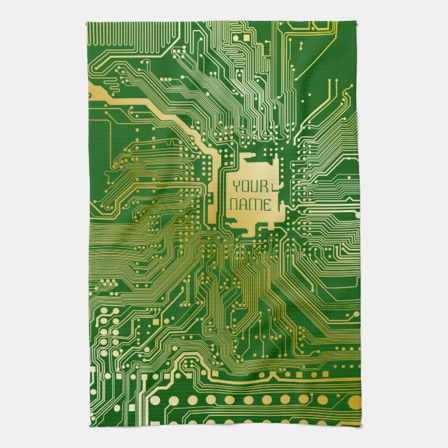 Paño De Cocina Circuito monograma Motherboard Electronics Chip Te (Vertical)