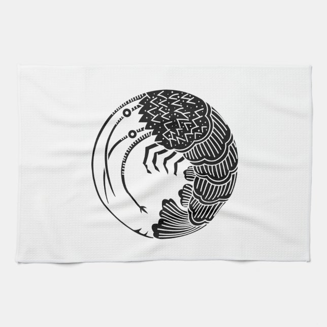 Paño De Cocina Círculo de langosta espinoso (Horizontal)