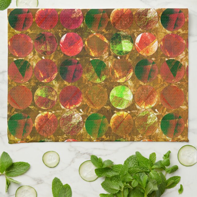 Paño De Cocina Círculo de textura sobre naranja bruto (Doblado)