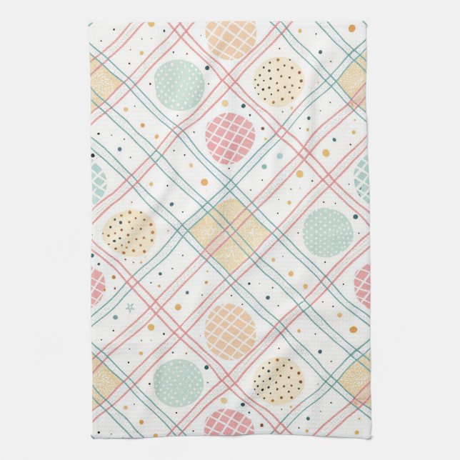 Paño De Cocina Círculo geométrico retro | Abstracto de mediados d (Vertical)