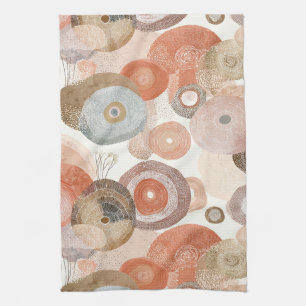Paño De Cocina Círculos abstractos boho terrosos   Diseño orgánic