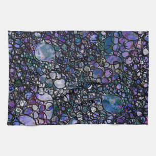 Paño De Cocina Círculos abstractos dibujados a mano, azul, púrpur