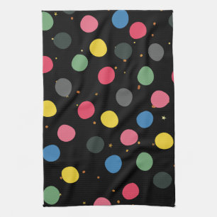 Paño De Cocina Círculos Coloridos Y Puntos De Polka Oro