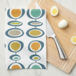 Paño De Cocina Círculos de Naranja verde azul a mediados del sigl<br><div class="desc">Añade un toque de color a tu cocina con esta fantástica toalla de cocina retro. Se trata de un cuadro abstracto de círculos geométricos colgantes con colores vivos y llamativos: azul turquesa,  dorado,  canto,  naranja,  verde aguacate y azul.</div>