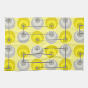 Paño De Cocina Círculos del Siglo Medio Gris Amarillo