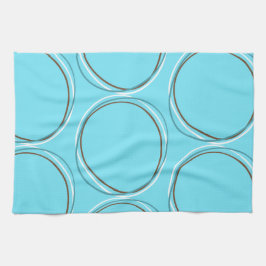 Paño De Cocina Círculos mano turquesa marrón blanco dibujada