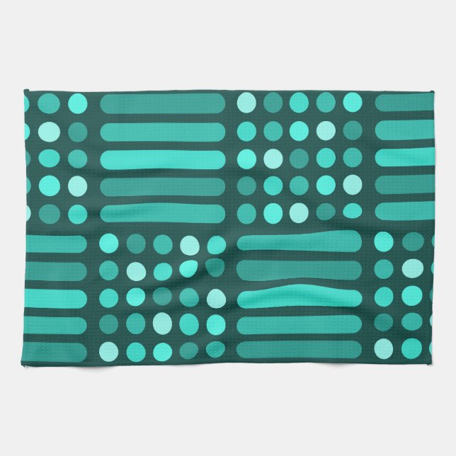 Paño De Cocina Círculos modernos de mediados de siglo Líneas Verd (Horizontal)