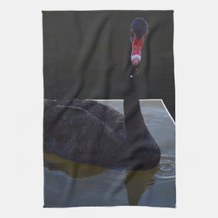 Paño De Cocina Cisne Negro Nadando En Un Estanque Dimensional, To