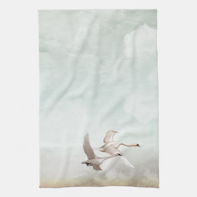 Paño De Cocina Cisnes del vuelo (Vertical)