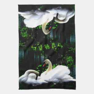 Paño De Cocina Cisnes mudos blancos
