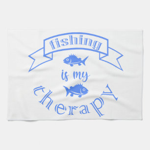 Paño De Cocina Cita de la bandera Pesca es mi terapia