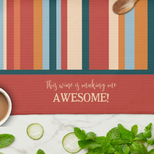 Paño De Cocina Cita de vinos Personalizado de rayas modernas dive