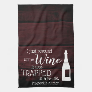 Paño De Cocina Cita divertida de Wine diciendo rescatada de botel
