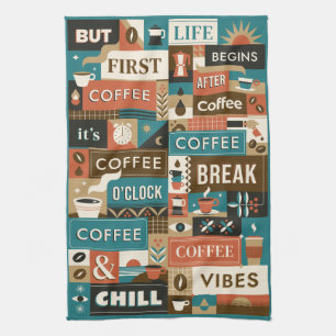 Paño De Cocina Citas Coloridas de Café