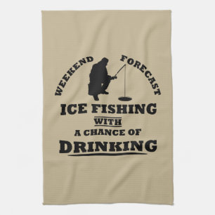 Paño De Cocina Citas divertidas sobre pesca en hielo con alcohol