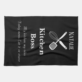 Paño De Cocina Citas divertidas y personalizadas en blanco y negr