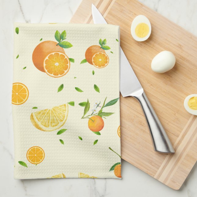 Paño De Cocina Cítricos Tropicales SUMMER Naranja Lemon Slice (Doblado Cuarto)
