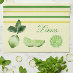 Paño De Cocina Citrus de cal y franjas amarillas y verdes