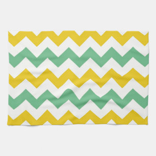 Paño De Cocina Citrus y Lime Chevron Zigzags Verde Amarillo