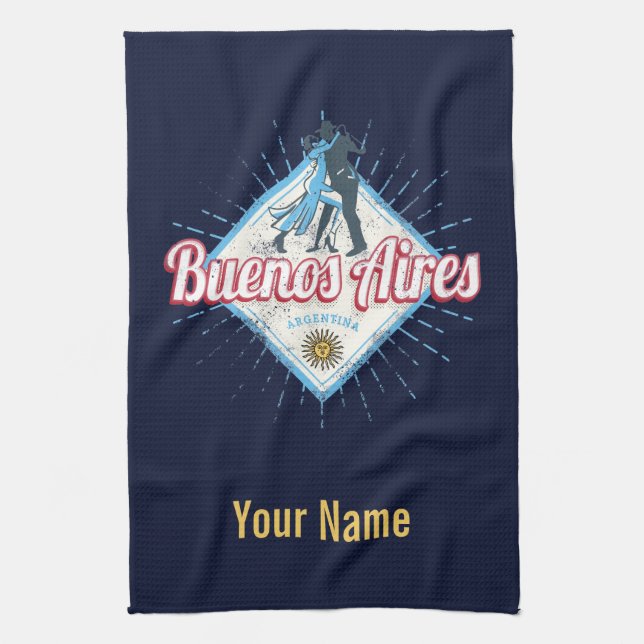 Paño De Cocina Ciudad de Buenos Aires Argentina retro tango vinta (Vertical)