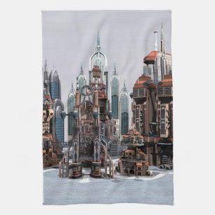 Paño De Cocina Ciudad de fantasía futurista Arte de horizonte de 