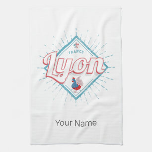 Paño De Cocina Ciudad de Lyon Francia retro rooster recuerdo vint