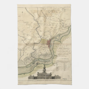 Paño De Cocina Ciudad del mapa de Philadelphia Pennsylvania