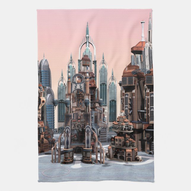 Paño De Cocina Ciudad futurista (Vertical)