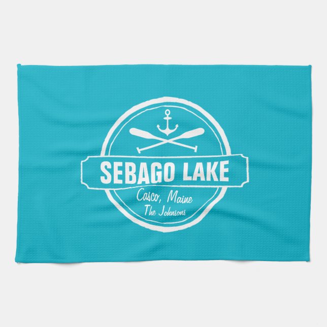 PAÑO DE COCINA CIUDAD Y NOMBRE PERSONALIZADOS DEL LAGO DE SEBAGO  (Horizontal)