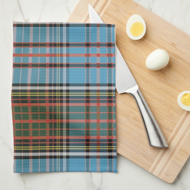 Paño De Cocina Clan Anderson Plaid Tartan Verde azulado Brown Che (Doblado Cuarto)