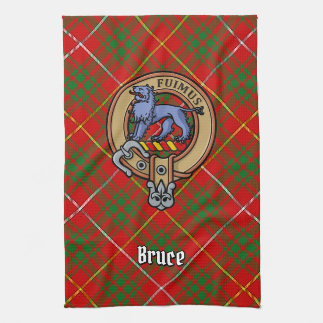 Paño De Cocina Clan Bruce Escudo sobre Tartán (Vertical)