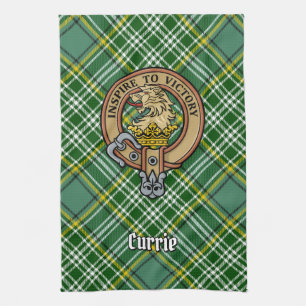 Paño De Cocina Clan Currie Lion Escudo sobre Tartán