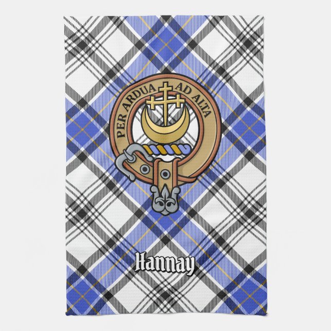 Paño De Cocina Clan Hannay Escudo sobre Tartán (Vertical)