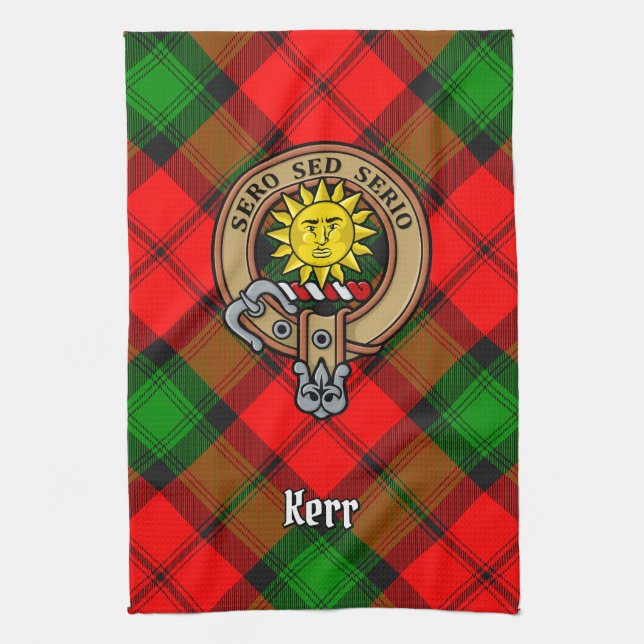 Paño De Cocina Clan Kerr Escudo por Tartán (Vertical)