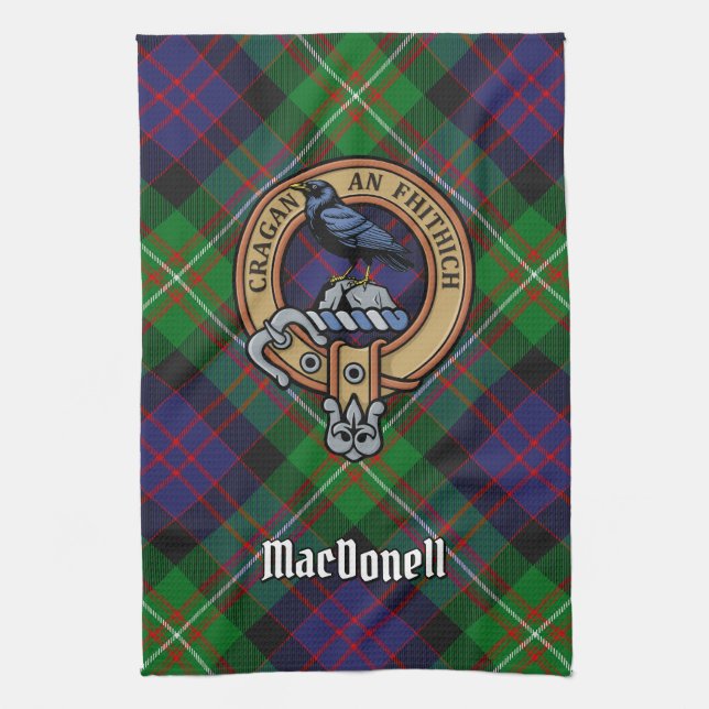 Paño De Cocina Clan MacDonell of Glengarry Crest over Tartan (Vertical)