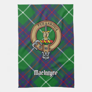Paño De Cocina Clan MacIntyre Escudo sobre la caza de tartán