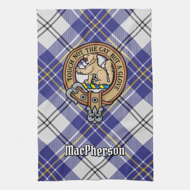 Paño De Cocina Clan MacPherson Escudo por Blue Dress Tartán (Vertical)