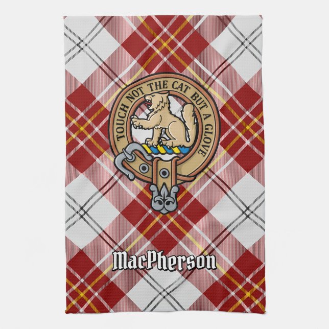 Paño De Cocina Clan MacPherson Escudo por Red Dress Tartán (Vertical)